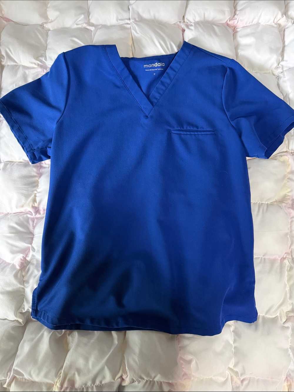 Mandala Women's Short-Sleeve V-Neck Top in Royal Blue